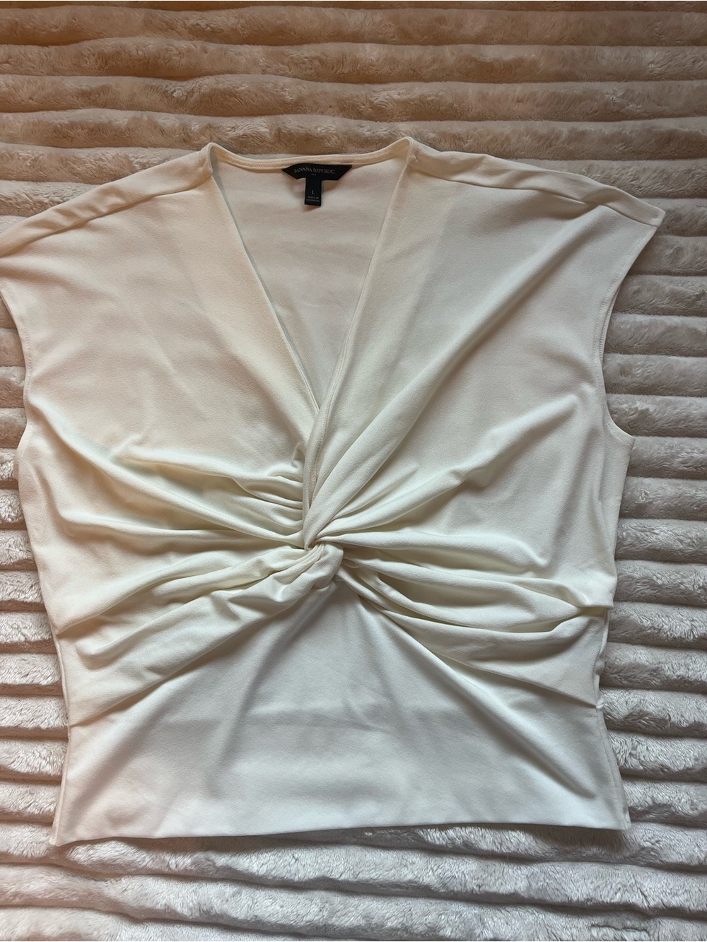 Banana Republic cream Knot-Front V-Neck Sleeveless Top - Elegant